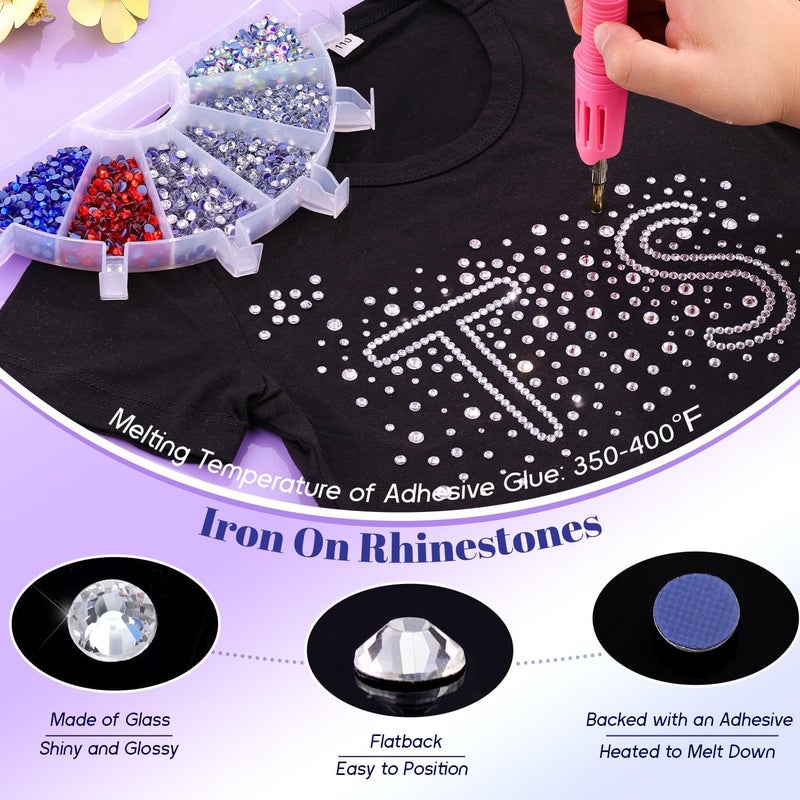 TINKRSTUFF 6800Pcs Silver Clear Hotfix Rhinestones for Clothing, Clear 2-5mm Mixed Sizes Iron On Flatback Glass Gems, Bedazzling Crystals Rhinestones for Crafting Hats Shoes Fabric Nail Art - Image 3